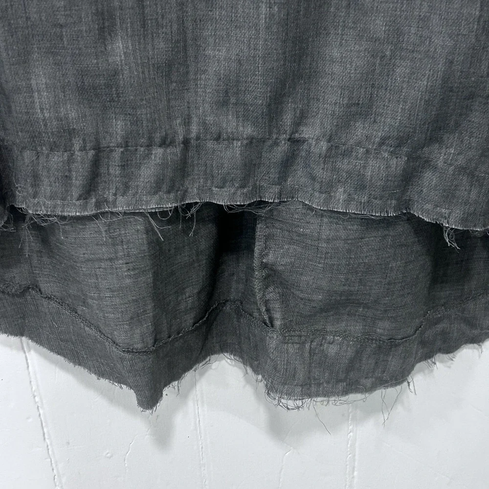 Mislook Gray Oversized Cotton Blend Short Sleeve Tunic Raw High Low Hem XL